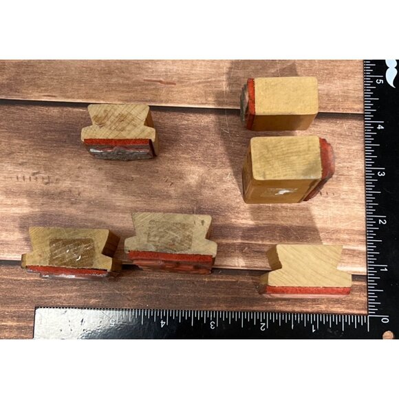 VINTAGE LOT OF 6 ARTISTIC IMPRESSIONS HOLIDAY WOOD MOUNT RUBBER STAMP WINDHAM NH - Picture 5 of 7